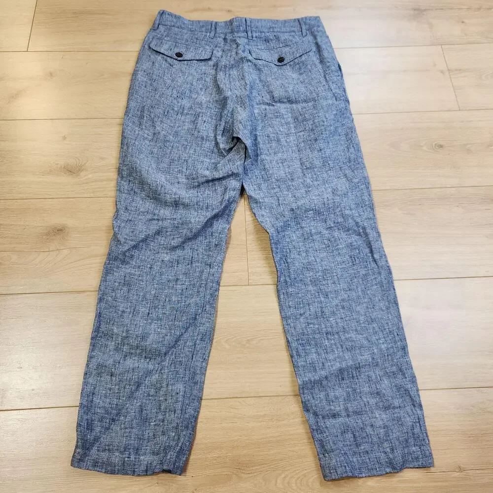 Quince Pants Mens 30x30 Blue Linen Chambray Chino Casual Summer Lightweight